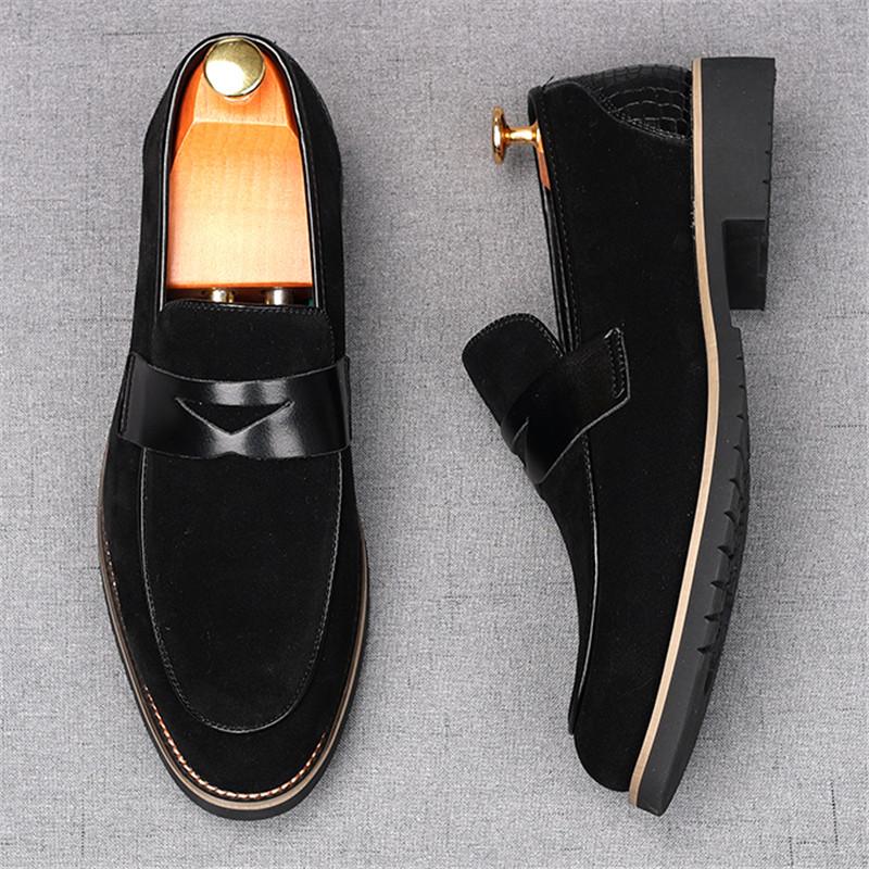 Chaussures Décontractées en Cuir Suede de Luxe pour Homme Mocassins Penny Plats pour Homme Robe de Mariage de Retour au Pays Bal de Promo Zapatillas Hombre
