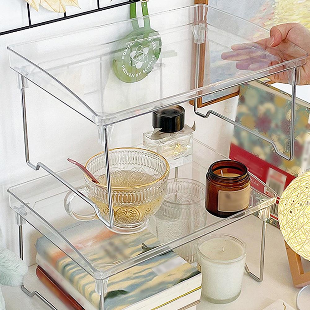 1 Τεμάχιο Διαφανές Ακρυλικό Αναδιπλούμενο Ράφι, Στοιβαζόμενο, Πολυεπίπεδο Ράφι Αποθήκευσης Επιφάνειας Εργασίας, Κατάλληλο Για Γραφείο, Μελέτη, Κοιτώνα