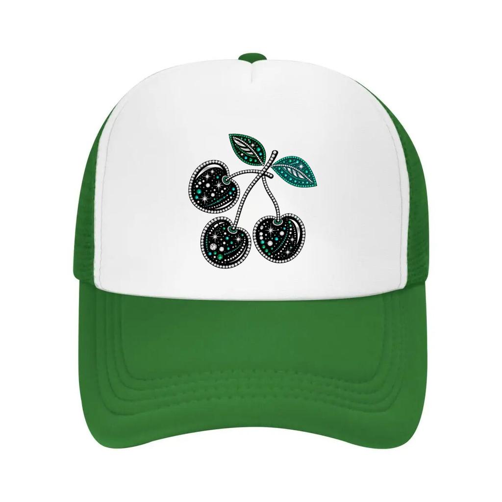 Glam Cherry Rhinestone Pop Art Mesh Baseball Cap Casual Hat Outdoor  For Womens Unisex FeUnisex