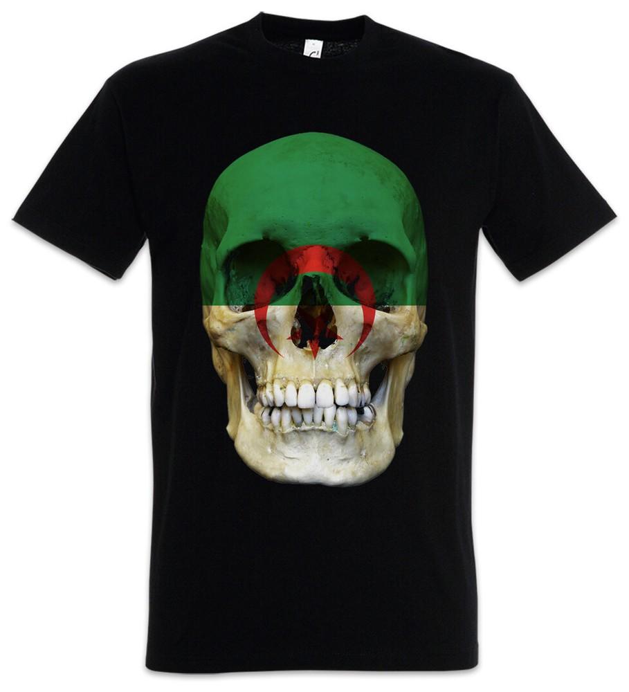CLASSIC ALGERIA SKULL FLAG T-SHIRT - Banner Flag Algeria Algerian