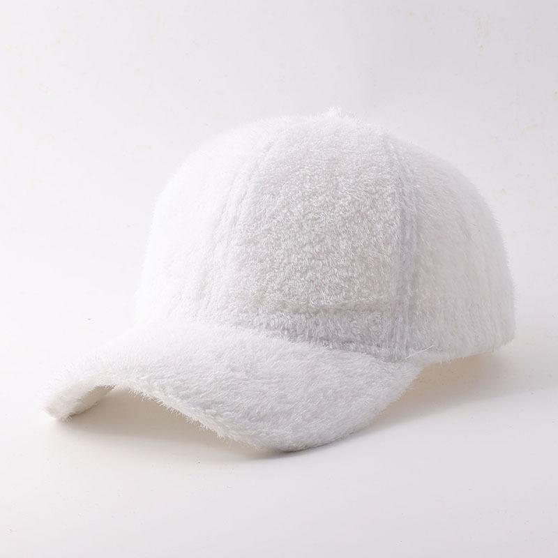 Winter Plush Baseball Cap Women's European and American Solid Color Thickened Warm Cap