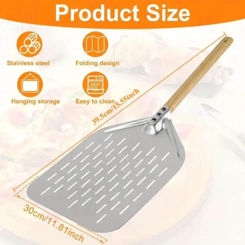 12-inch Square Anodized Aluminum Pizza Peel with Wood Handle Sustainable Baking Tool for Ovens