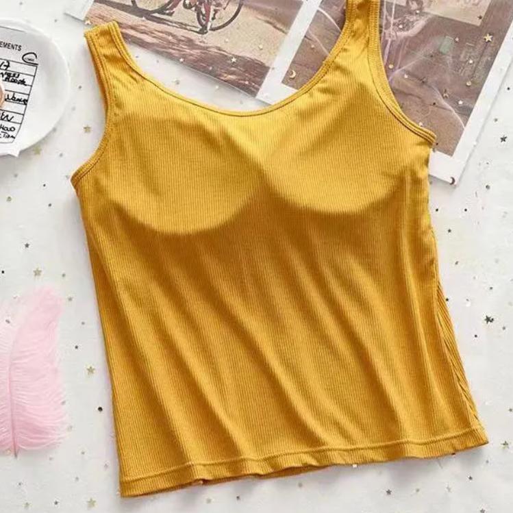Sujetador Chaleco de una pieza Camiseta sin mangas para mujer Top Tirante pequeño con almohadilla de sujetador Soporte trasero Sujetador