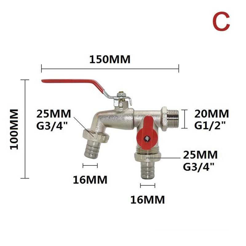 1 Stück Doppelkopf-Wasserhahn 1/2 '' 3/4 '' Wassersplitter-Anschlusskupplungsadapter Ventilschalter Gartenschlauch-Bewässerungshahnverbindung