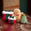 Festive Christmas Tree & Gingerbread Man Plush Cushion, New Year Gift & Wreath
