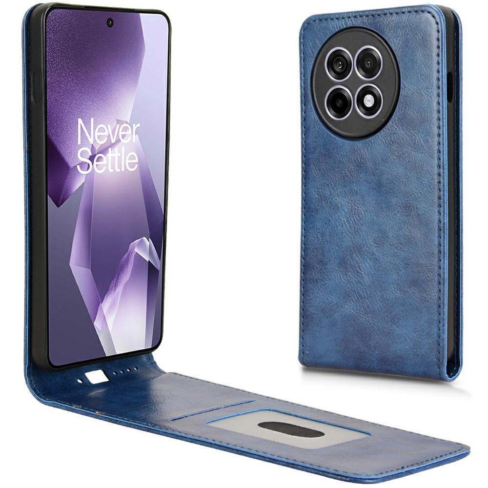 

Кожаный чехол для OnePlus 13R 5G/Ace 5 5G/Ace 5 Pro 5G Магнитный вертикальный откидной чехол для телефона со слотом для карт Dark Blue