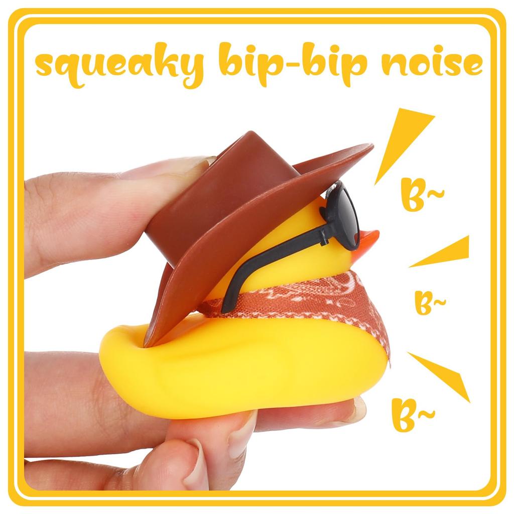 24/48 Set Cowboy Rubber Duck With Cowboy Hat Scarf Sunglasses Mini Cowboy Ducks Tiny Rubber Yellow Duckies Bathtub Toy Ducks