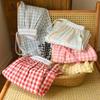 Spring Summer Color Matching Candy Straight Leg Pants for Home Wear Women's Cotton Plaid Design Loose Drawstring Waist Pajama Pants
