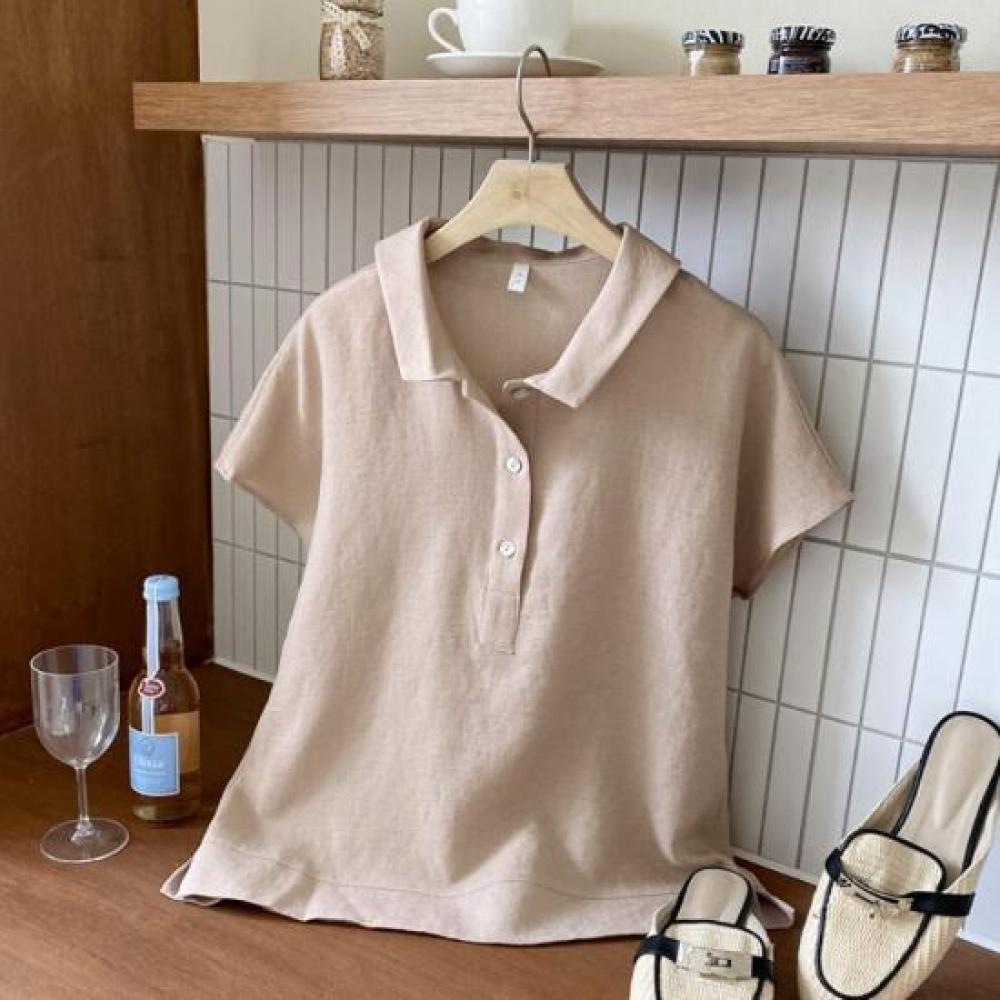 New Arrivals Open Run Leahra Loose Fit Short Sleeve Shirt Women Summer Blouse