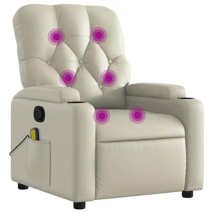 VidaXL Recliner Massage Chair Cream Faux Leather 372511