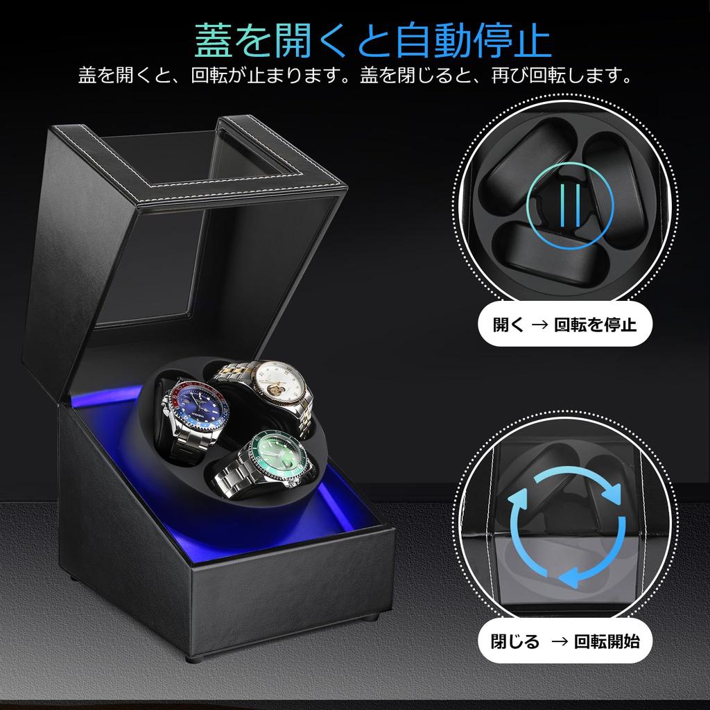 Automatic Watch Winder or Made in Japan with a Mabuchi Quiet New Suitable for both and Black (2-watch, 3-watch, 4-watch + 6-watch capacity), 6-watch +