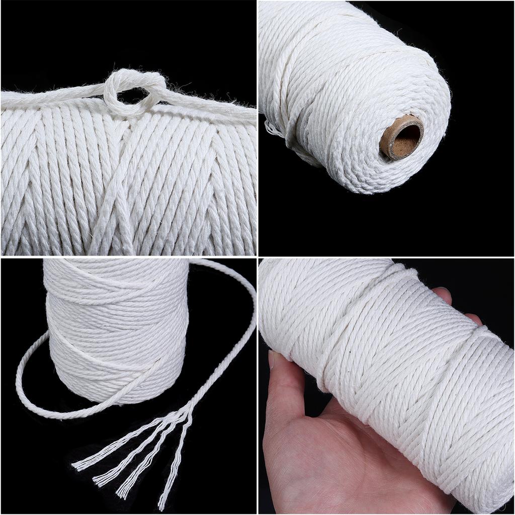 100Yards/Roll Beige Cotton Rope 1/2/3/4cm Braided Cord Crochet String for Making Handcrafts DIY Party Wedding Home Decoration