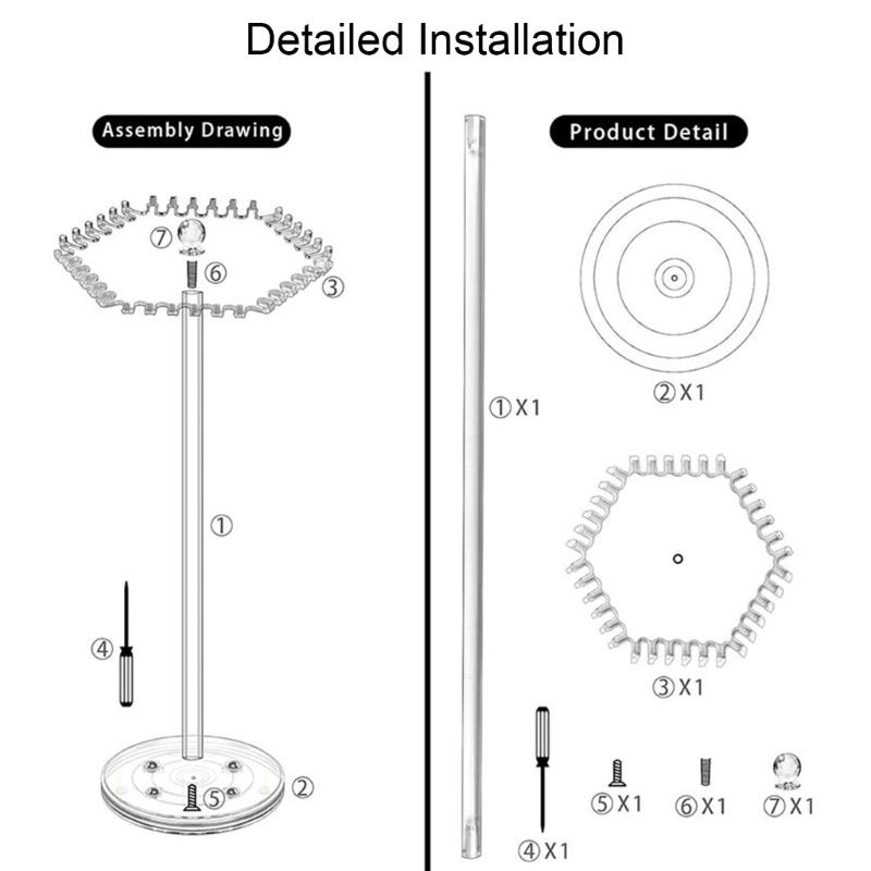 Drehbare Halsketten Schmuckorganizer Klarer Acryl-Halskettenständer mit 360°-Drehbasis Eleganter Schmuck-Ausstellungsständer