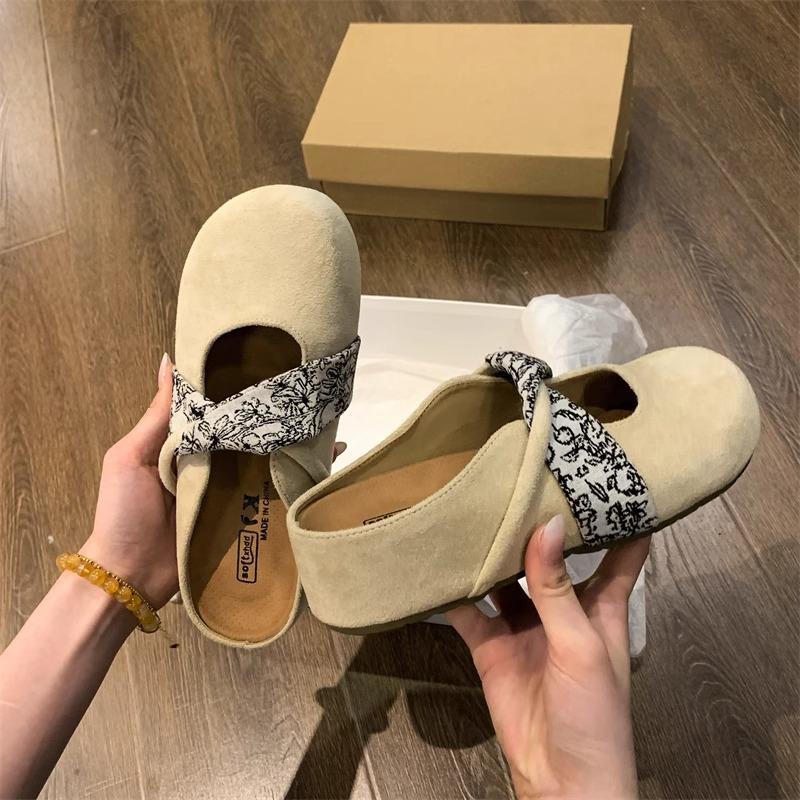 White Deer Spring and Summer New Fashion Versatile Small Height Increase Soft Bottom Baotou Slippers