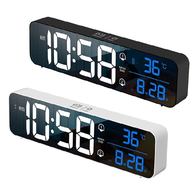 LED Digital Alarm Clock Temperature Display Snoozes USB Rechargeable Desk Clock