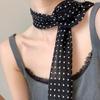 Silk Like Long Scarf Elegant Neck Decoration with Round Dot and Rose Flower Pattern for Fashion Forward Women