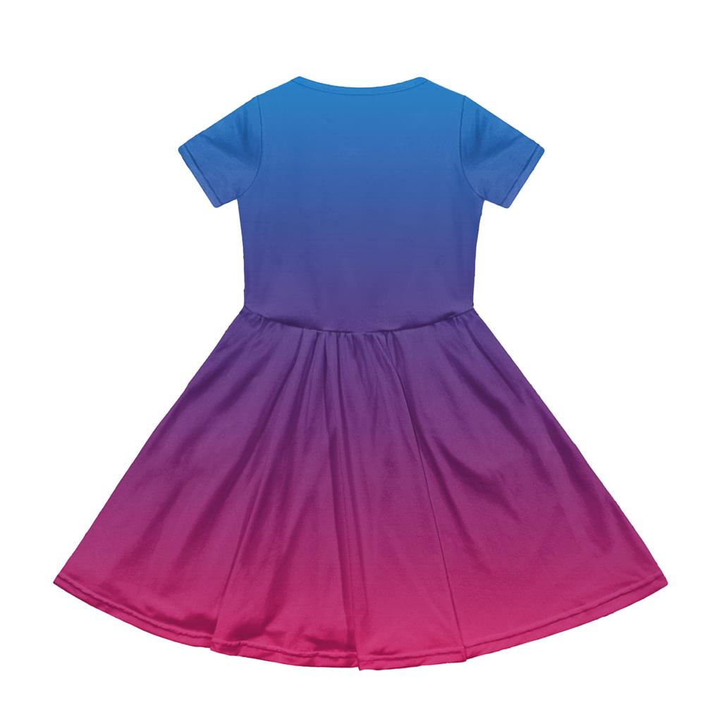 Girl Summer Dress Color & Print Short Sleeve Dress With Pocket Casual Dress Shorts Sleeve Party Dress Easter Day