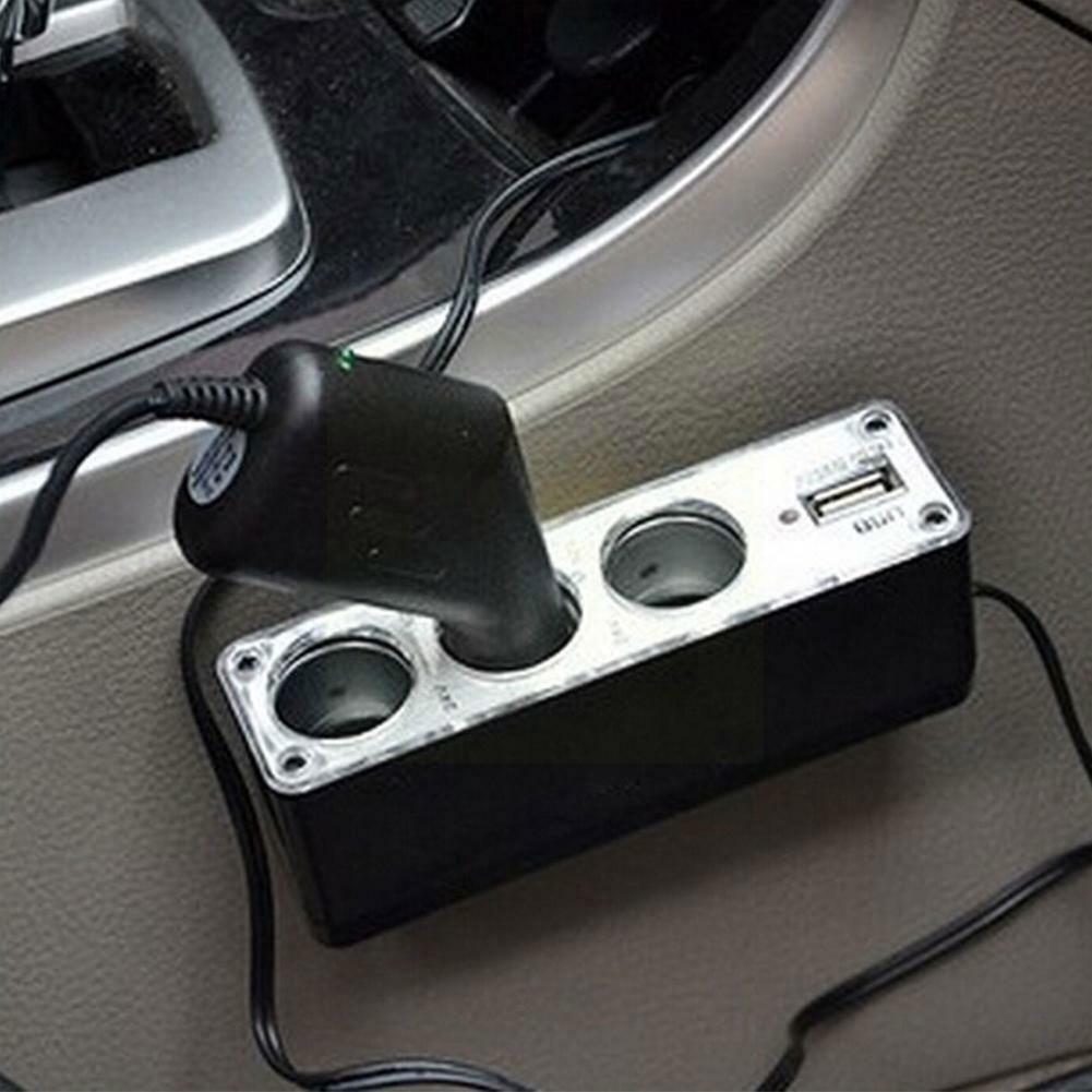 3 Way Multi Socket Car Cigarette Lighter Splitter USB Port Plug With 12V/24V Charger Charger Adapter USB Triple Car charger