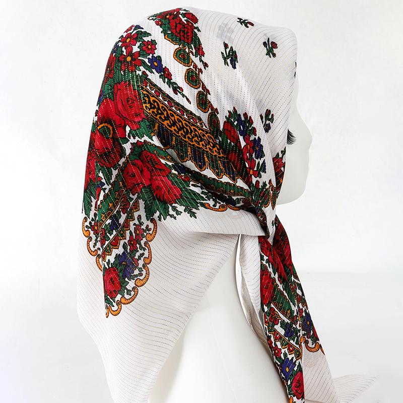 70X70CM High-Quality Square Fashion Scarf Women Floral Cotton Bandanas Lady Scarves HIjab Headband Accessories Handkerchief Hair