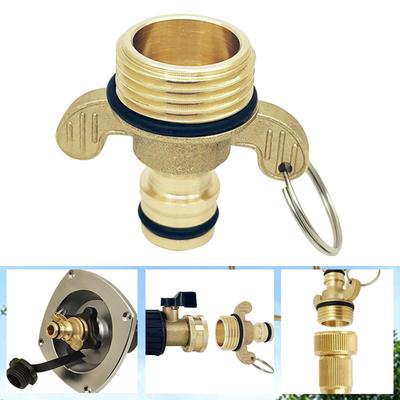 Brass Elbow Water Hose Connector 45 Degree/Two Ears Quick Connect Adapter Corrosion Resistant Adapter for Campers Yachts