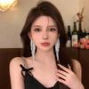 Silver Needle French Court Zircon Tassel Earrings - Elegant Geometric Studs for a Chic, Unique Look