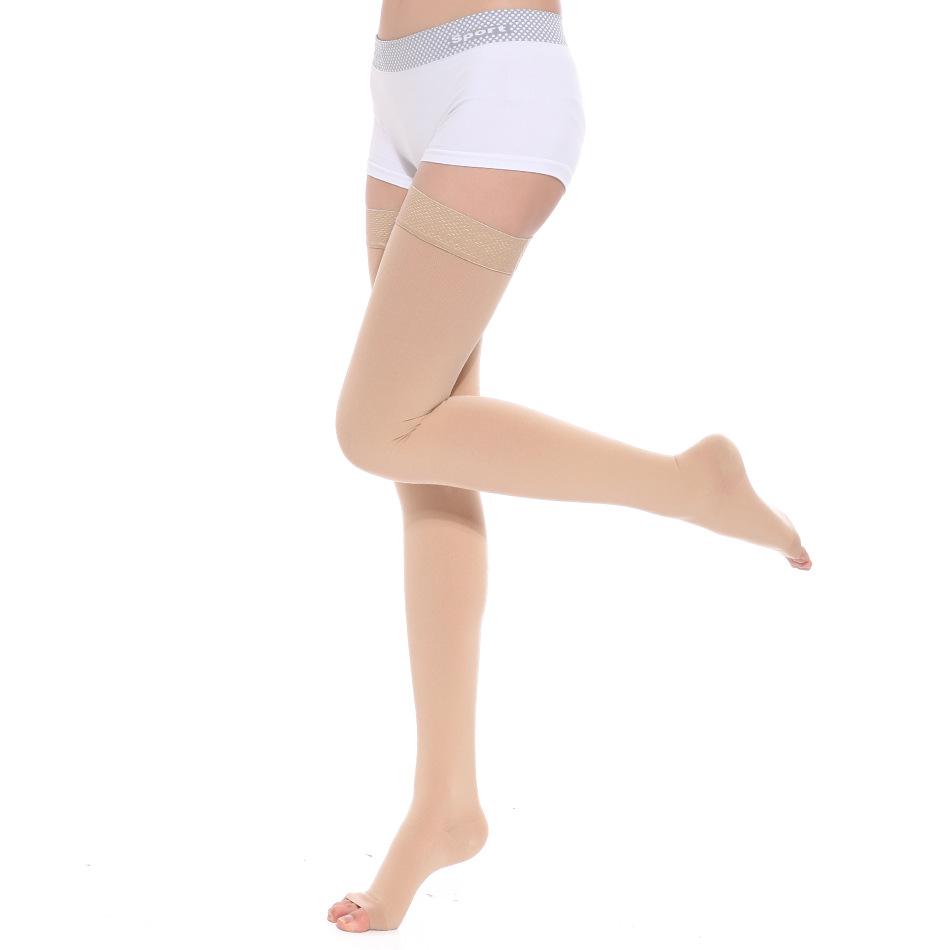 Level 2 Medical Compression Open-Toe Long Leg Sleeves - High Elastic, Slimming, Blood Circulation Support Socks.