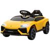 Auto Elettrica per Bambini 12V Auto per Bambini con Telecomando 2.4 GHz, 2 Motori, Clacson, LED, Musica, 101,5 x 49 x 43 cm, Giallo
