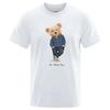 Gentleman Mr. Teddy Bear Nice Guy Prints Men Short Sleeve Street Cotton T-Shirts Loose Oversized Clothing Casual Breathable Tees
