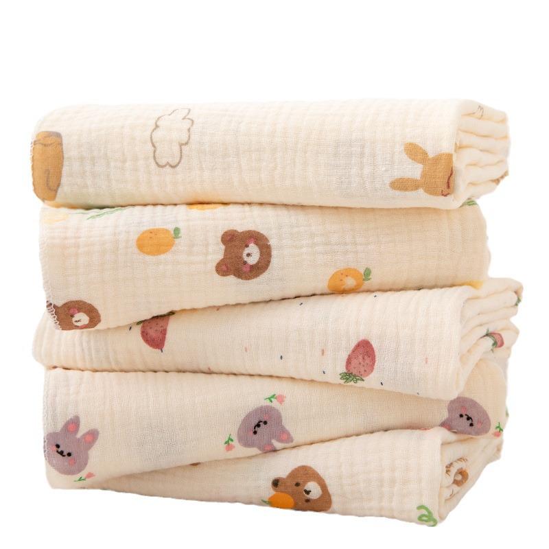 Newborn Pure Cotton Double-Layer Crinkle Swaddle Blanket - Lightweight Sunshade for Babies