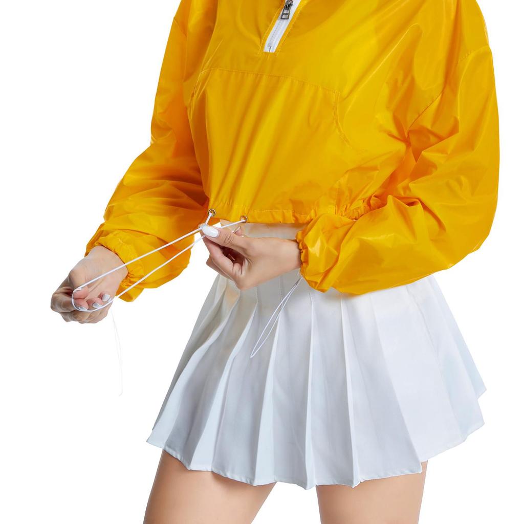 Spring & Autumn Iridescent Yellow Pink Women's Half-Zip Loose Hoodie Jacket