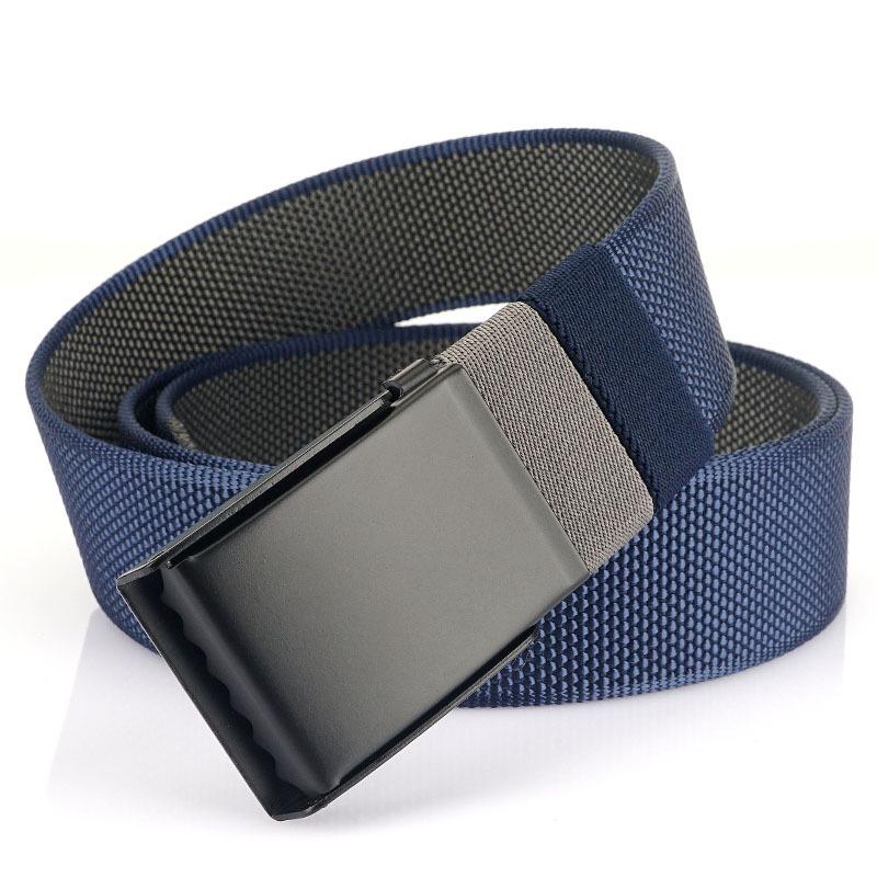 Unisex Double-Sided Nylon & Canvas Belt with Metal Buckle