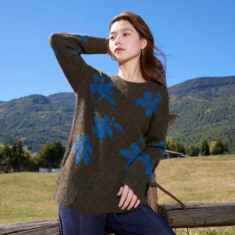 Sancai Women's Floral Knit Sweater