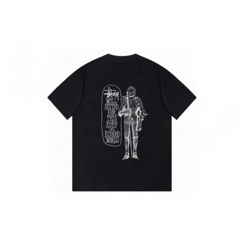 Stussy Short Sleeve T-Shirt Teens Loose Fit 270g Cotton Round Neck Casual Wear