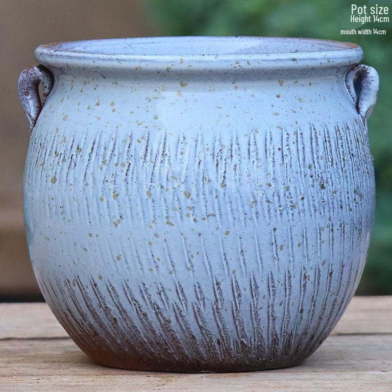 Stor Handgjord Keramik Kruka för Suckulenter och Grönska, Andningsbar Lerkruka i Lila Lera