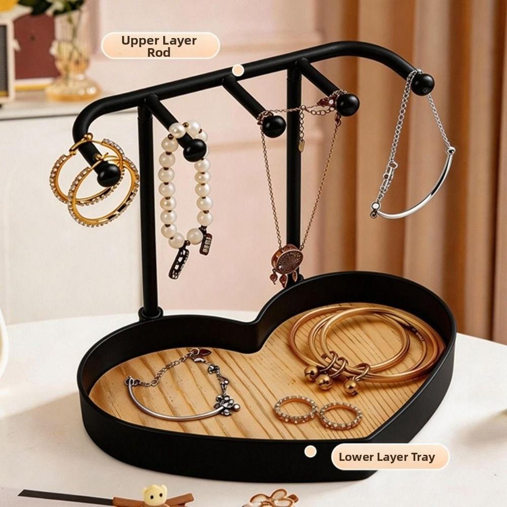 Hanging Holder Earrings Storage Rack With Wooden Base Necklaces Organizer  Earrings Necklaces