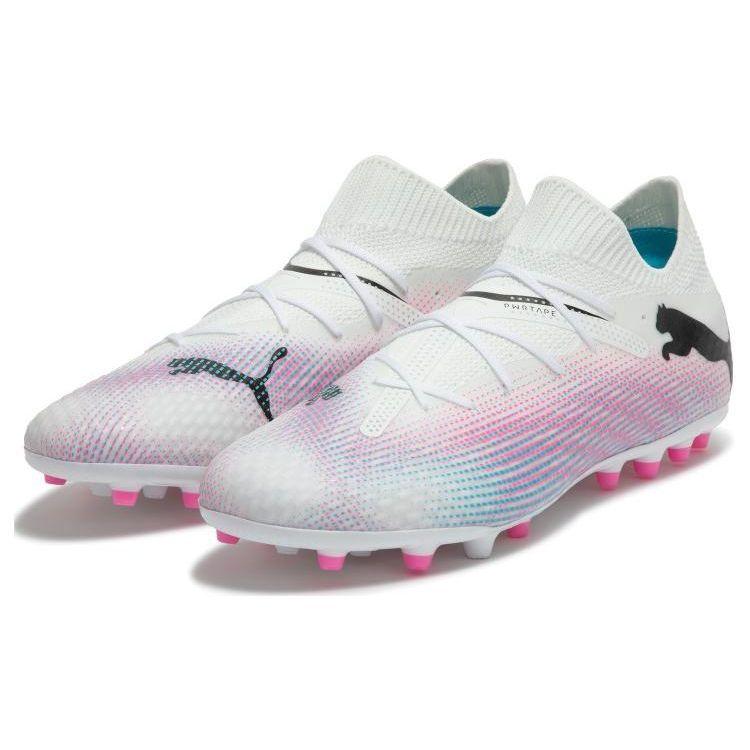 Puma Future 7 Ultimate 7 Pro Round Toe Lace-Up MG Soccer Shoes Men Soccer Shoes White Pink Black 107709-01