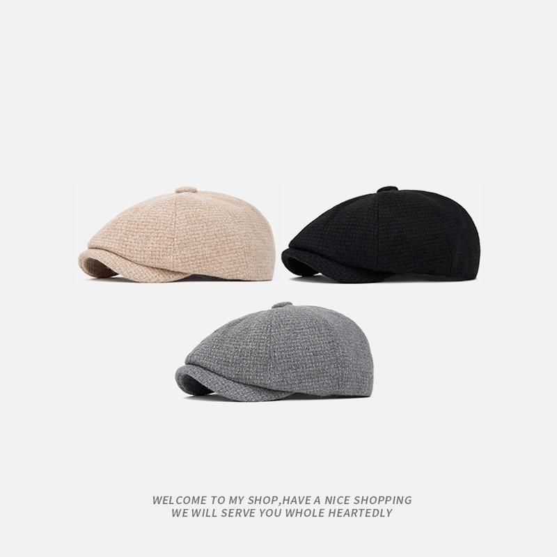 Autumn Winter Warm Beret British Newsboy Cap Retro Octagonal Cap Men's Forward Cap Painter's Cap