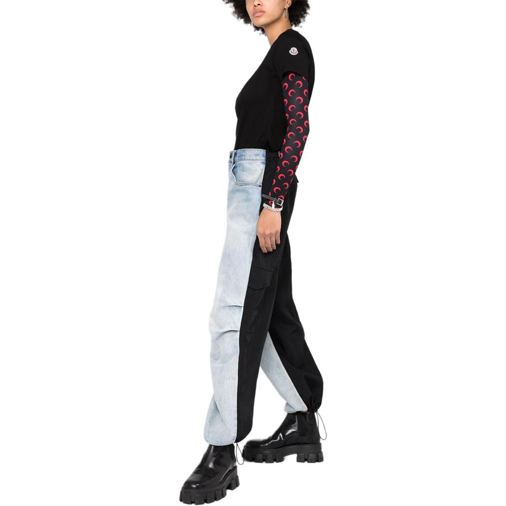 Moncler Round Neck Pullover Short Sleeve T-Shirt Women T-Shirts Black 8C73200V8058999