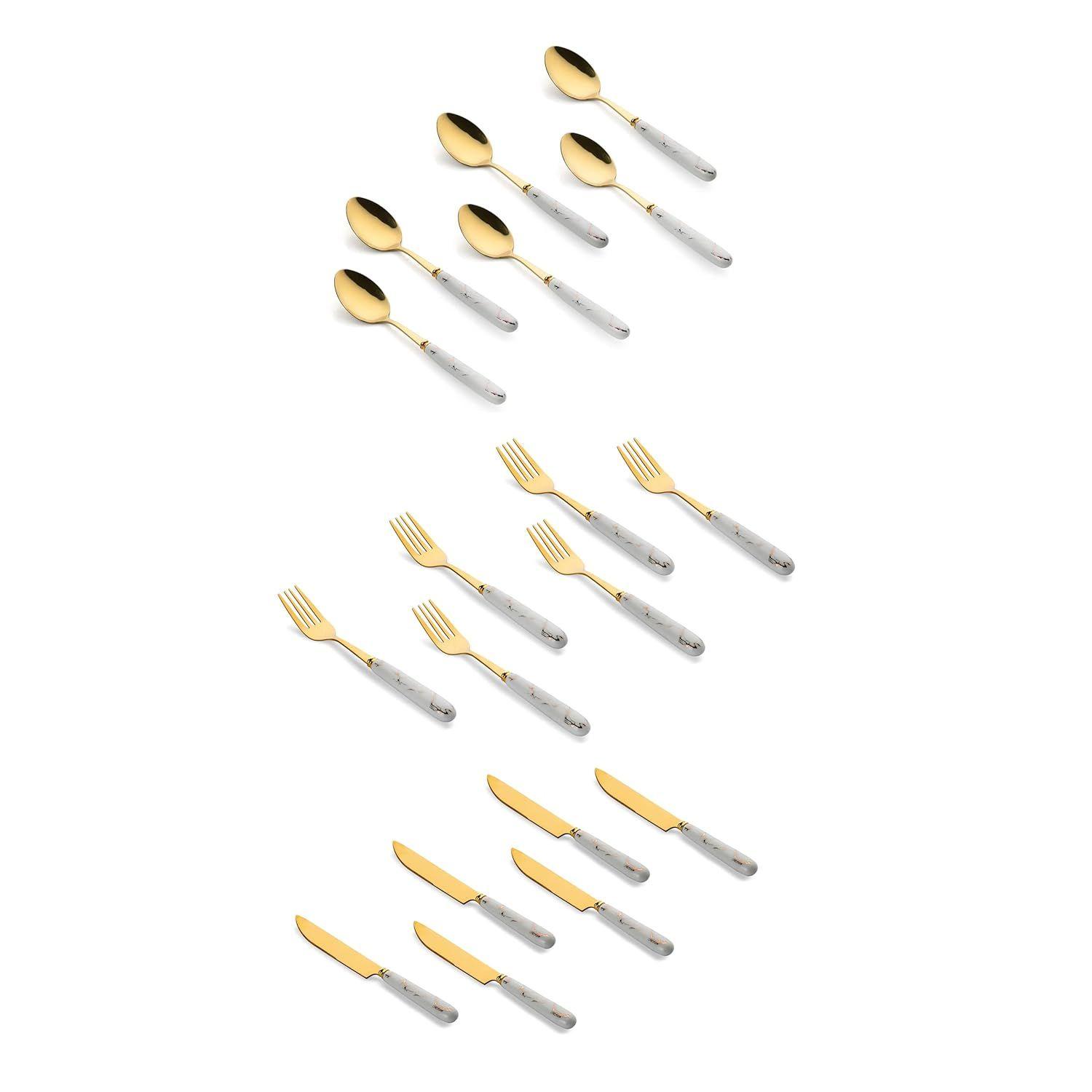 

Золотой набор ложек и вилок из нержавеющей стали для кухни и набор ножей, ресторанные столовые приборы, обеденный стол, бульонные ложки, овальный край с керамической ручкой