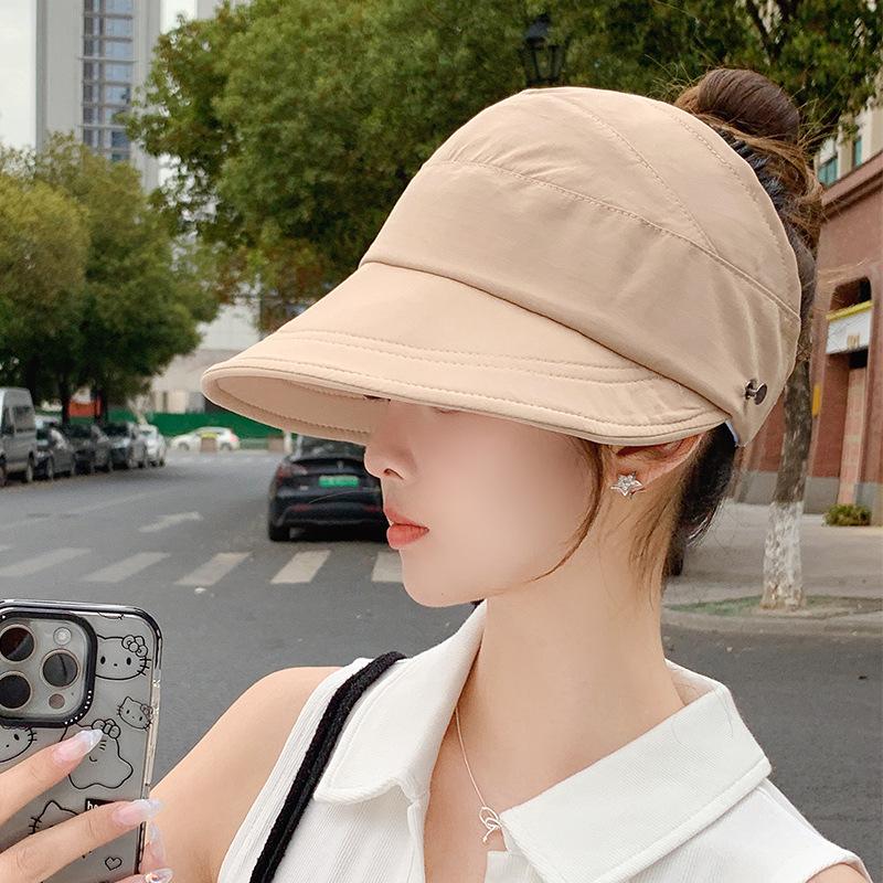 Women's sun protection cap, open-top cap that can be tied into a ponytail, provides sun protection and UV protection, versatile, makes the face look