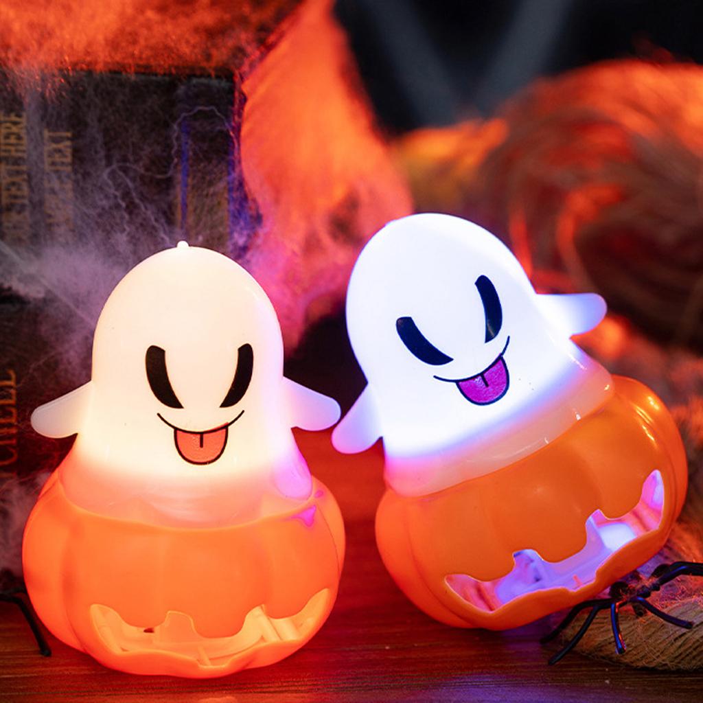 Halloween Ghostly LED Light Glowing Pumpkins with Flameless Candle Decorative Night Lamp For Party Home Decoration