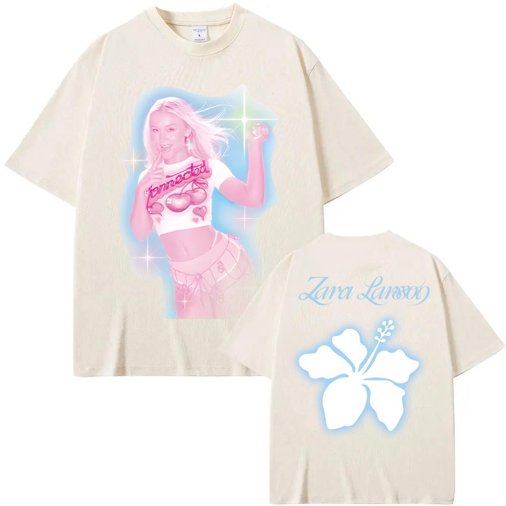 Zara Larsson-Sparkle Date Back Tričko 2025nové Letní tričko s rukávem Dámské pánské Ležérní 100% bavlna Tričko Kulatý výstřih Hudební trička