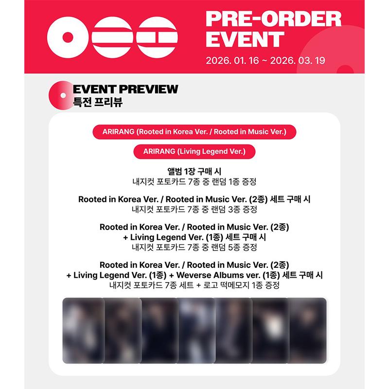 [Vorbestellung] BTS 5. Studioalbum [ARIRANG] (Online-Vorteil)