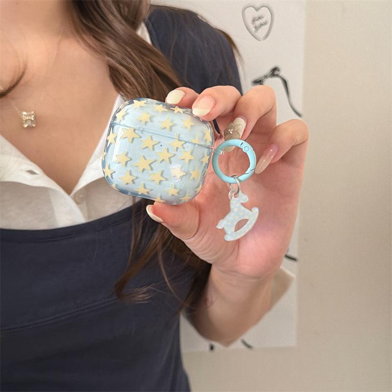 Transparent blue full screen yellow star AirpodsPro1 earphone case for Apple 1/1/1 generation wireless Bluetooth case