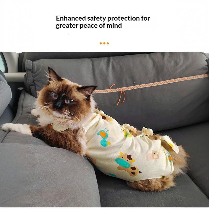 Adjustable Cat Recovery Suit Breathable Post Surgery Wear for Weaning Medicine Feeding Anti-Licking 