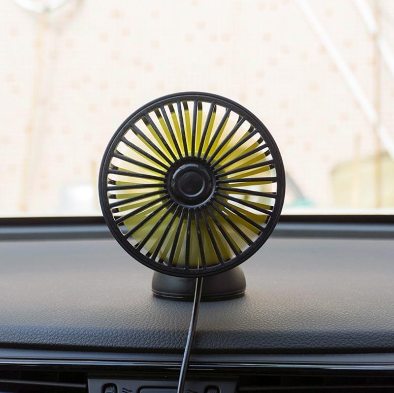 Car USB Clip Fan with 360 Degree Rotation & Strong ABS Suction Cup Portable Auto Suction Cup Fan for Vehicle Cooling