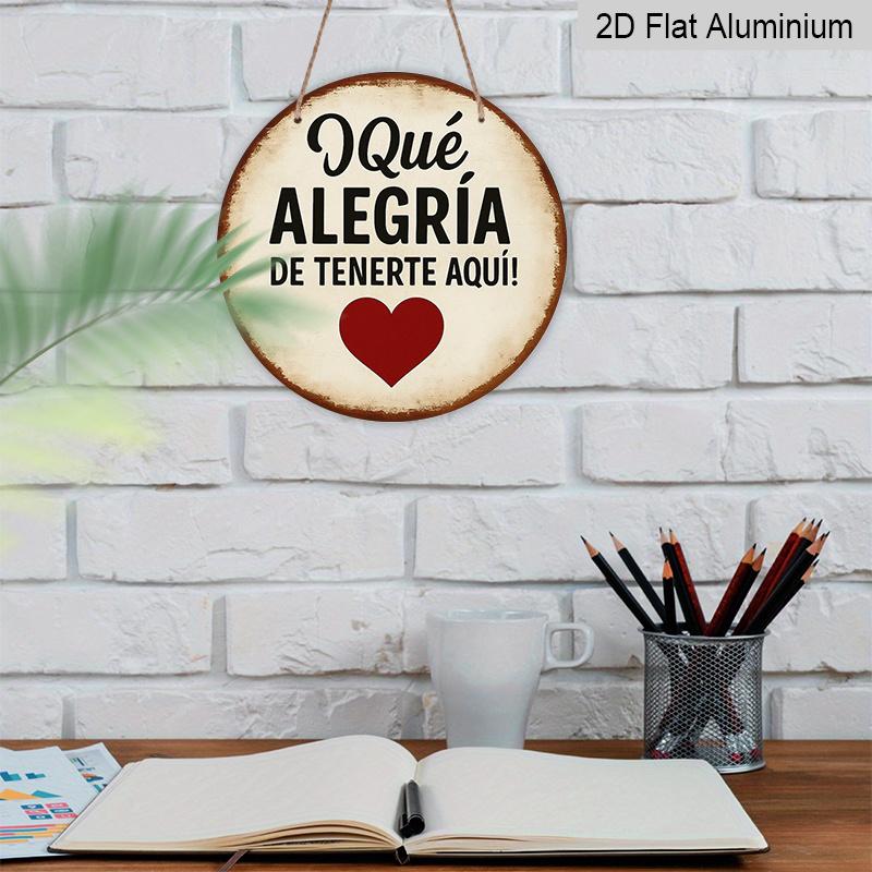 2D Flat, 1pc 7.87x7.87 Inch Round Aluminum Sign, Vintage Aluminum Plaque with "Welcome, Nice To Meet You" Text, Home Decor Sign, Suitable for