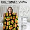 1 piece burger-themed black flannel blanket, soft, suitable for sofa, bed, office, all-season use.