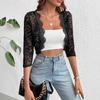 Cardigan Autunno 2025 Nuovo Abbottonatura Giacca Corta Moda Pizzo Giuntato Top