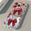Lovely Red Bowknot Mirror Phone Case For iPhone 17 Pro Max 16 15 14 13 12 11 Pro 7 8 Plus XR X XS Max 16E 17E Soft Back Cover